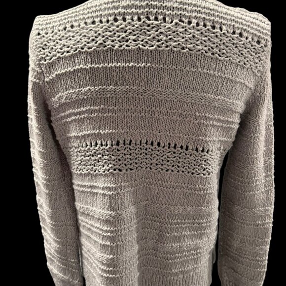 Abercrombie & Fitch Women XS Solid Gray Stripe Crochet Open Front Cardigan (GS2) - Picture 3 of 5
